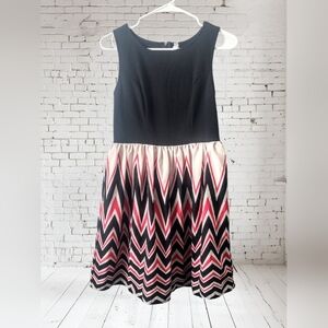 Xhiliration Black and Pink Chevron Dress Size Medium